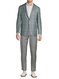 Plaid Wool-Silk-Linen Sport Coat