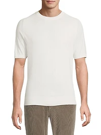 Silk-Cotton Textured Grid T-Shirt