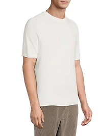 Silk-Cotton Textured Grid T-Shirt