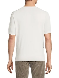 Silk-Cotton Textured Grid T-Shirt