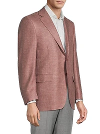 Solid Textured Wool-Silk-Linen Sport Coat