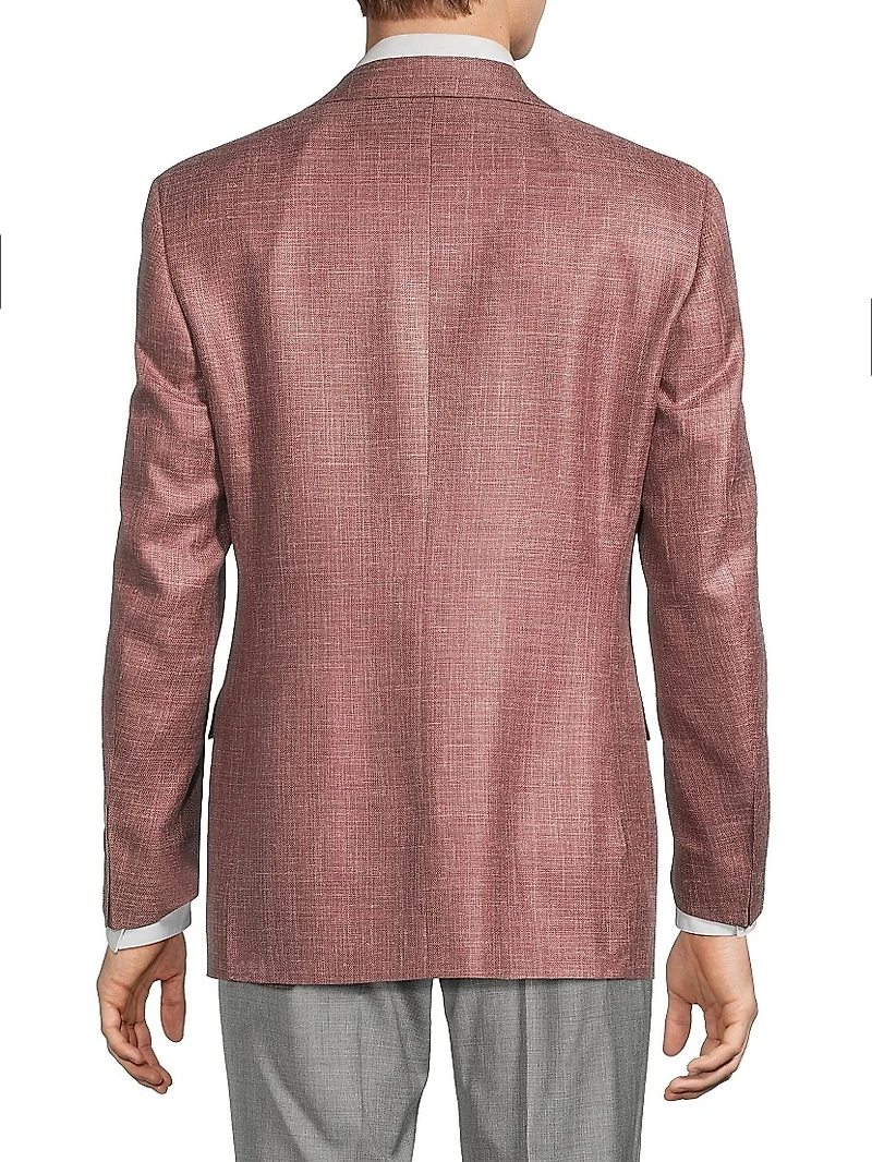 Solid Textured Wool-Silk-Linen Sport Coat