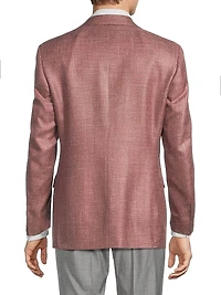 Solid Textured Wool-Silk-Linen Sport Coat