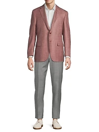 Solid Textured Wool-Silk-Linen Sport Coat