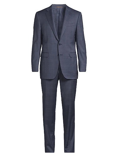 Plaid Wool Modern-Fit Suit