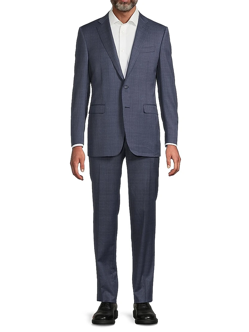 Plaid Wool Modern-Fit Suit