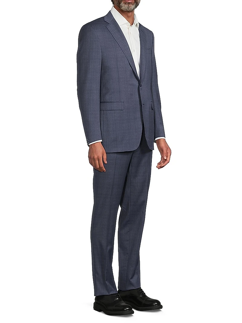 Plaid Wool Modern-Fit Suit