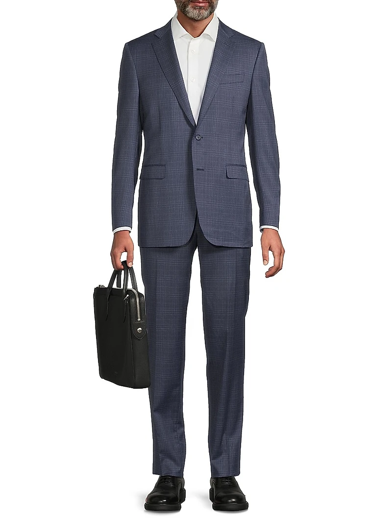 Plaid Wool Modern-Fit Suit