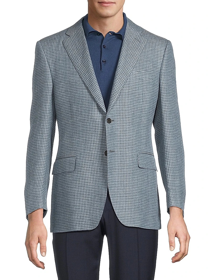 Houndstooth Linen-Wool Sportcoat