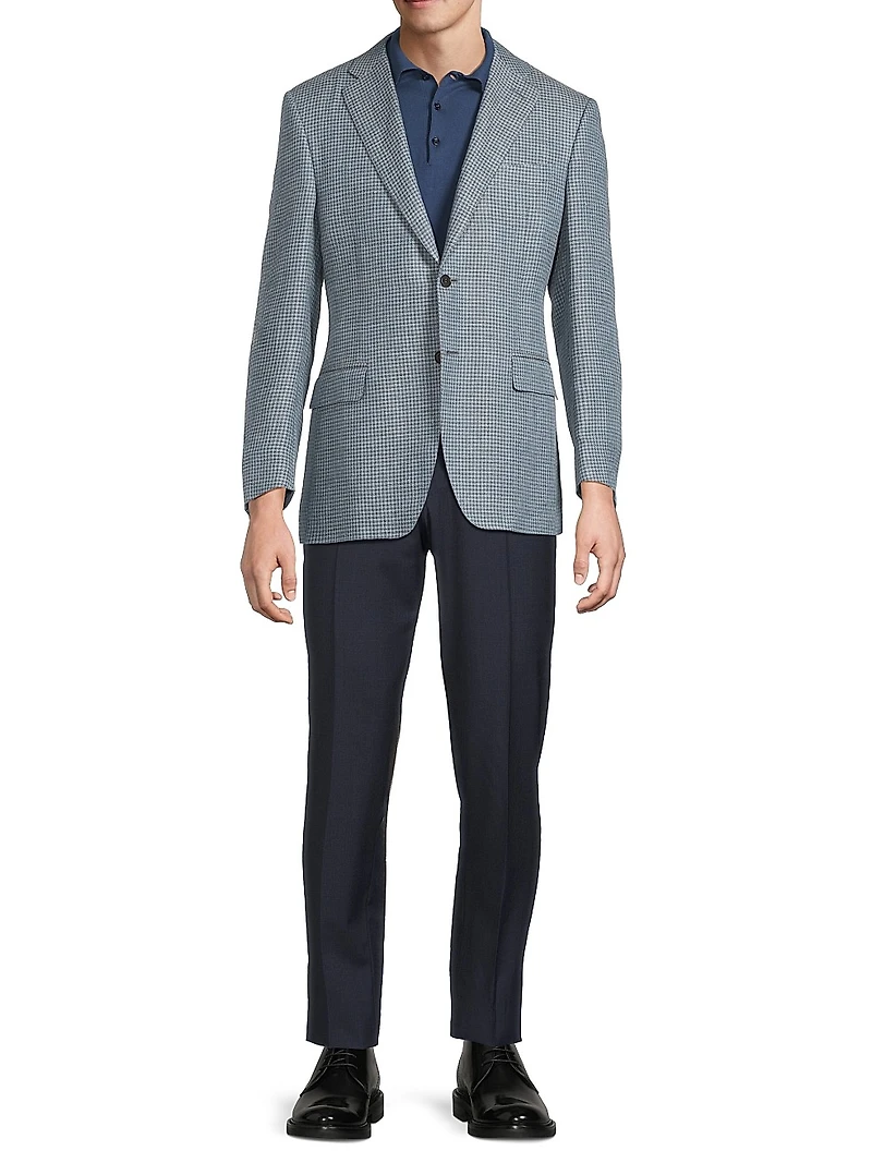 Houndstooth Linen-Wool Sportcoat