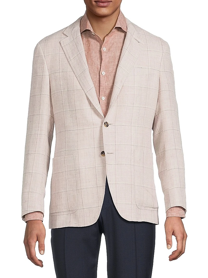 Windowpane Linen-Wool Sportcoat
