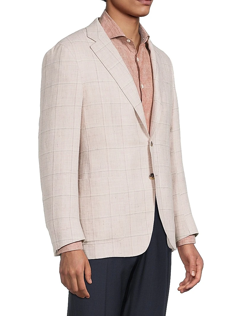 Windowpane Linen-Wool Sportcoat