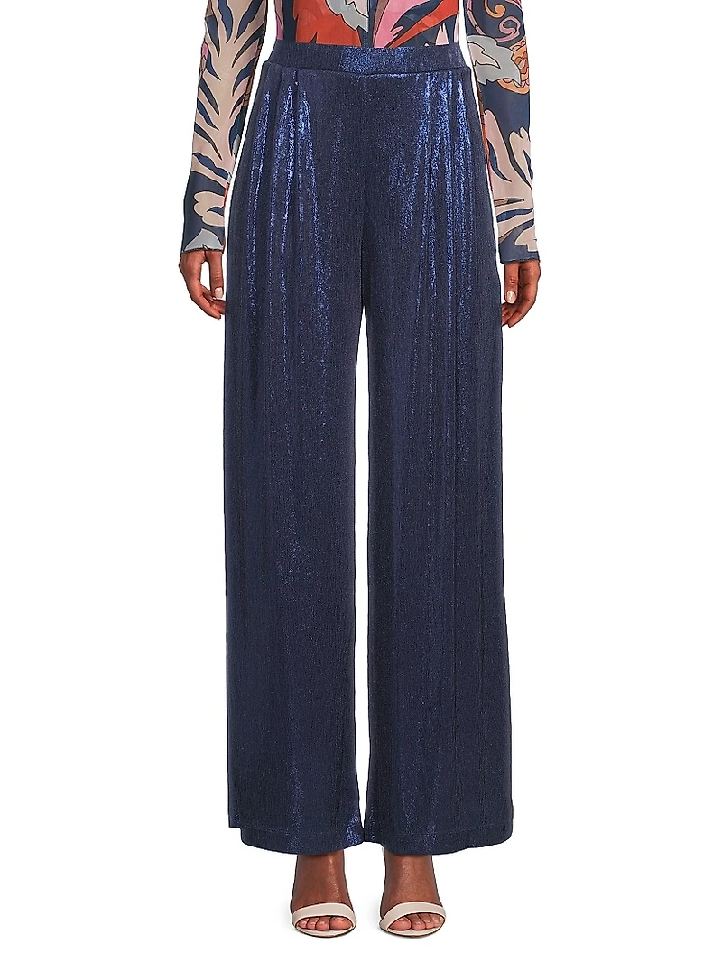 Bristol Metallic Knit Wide-Leg Pants