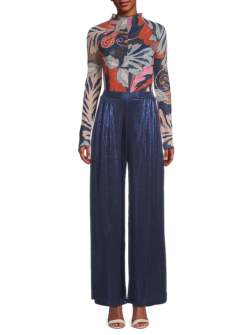 Bristol Metallic Knit Wide-Leg Pants