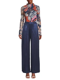 Bristol Metallic Knit Wide-Leg Pants