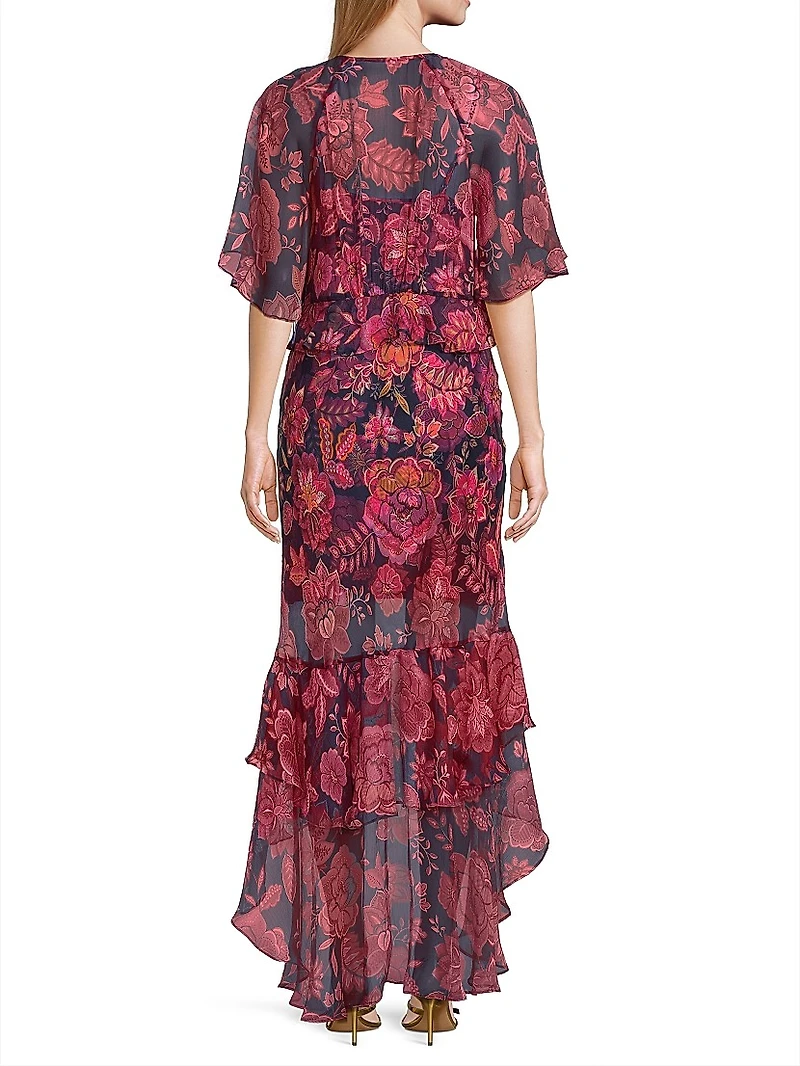 Luxee Floral Silk Maxi Dress