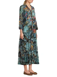 Mazzy Floral-Embroidered Ruffled Maxi-Dress
