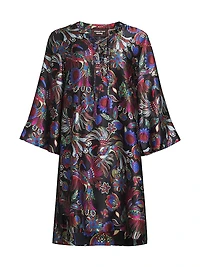 Avya Floral Silk Kimono-Style Dress
