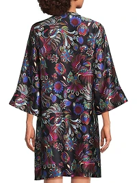 Avya Floral Silk Kimono-Style Dress