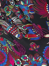 Avya Floral Silk Kimono-Style Dress