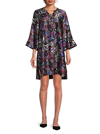 Avya Floral Silk Kimono-Style Dress