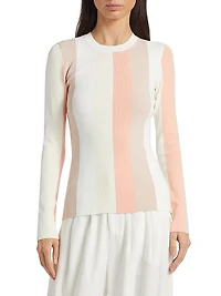 Colorblock Stripes Rib-Knit T-Shirt