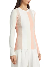 Colorblock Stripes Rib-Knit T-Shirt