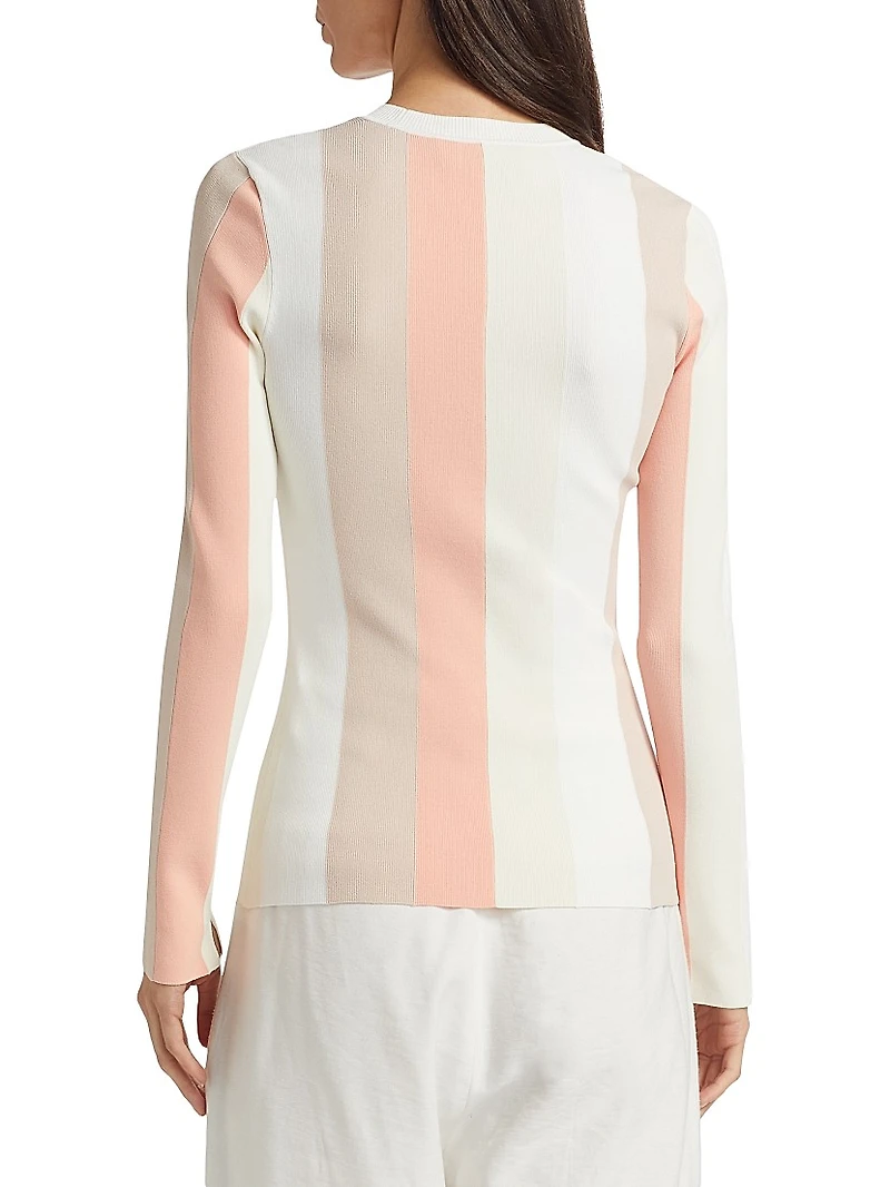 Colorblock Stripes Rib-Knit T-Shirt