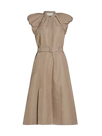 Puff-Sleeve Belted Shirtdress