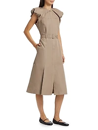 Puff-Sleeve Belted Shirtdress