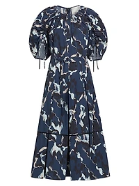 Abstract Vines Belted Dress