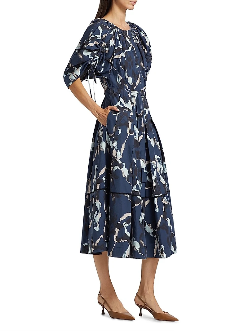 Abstract Vines Belted Dress