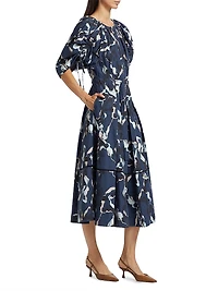Abstract Vines Belted Dress