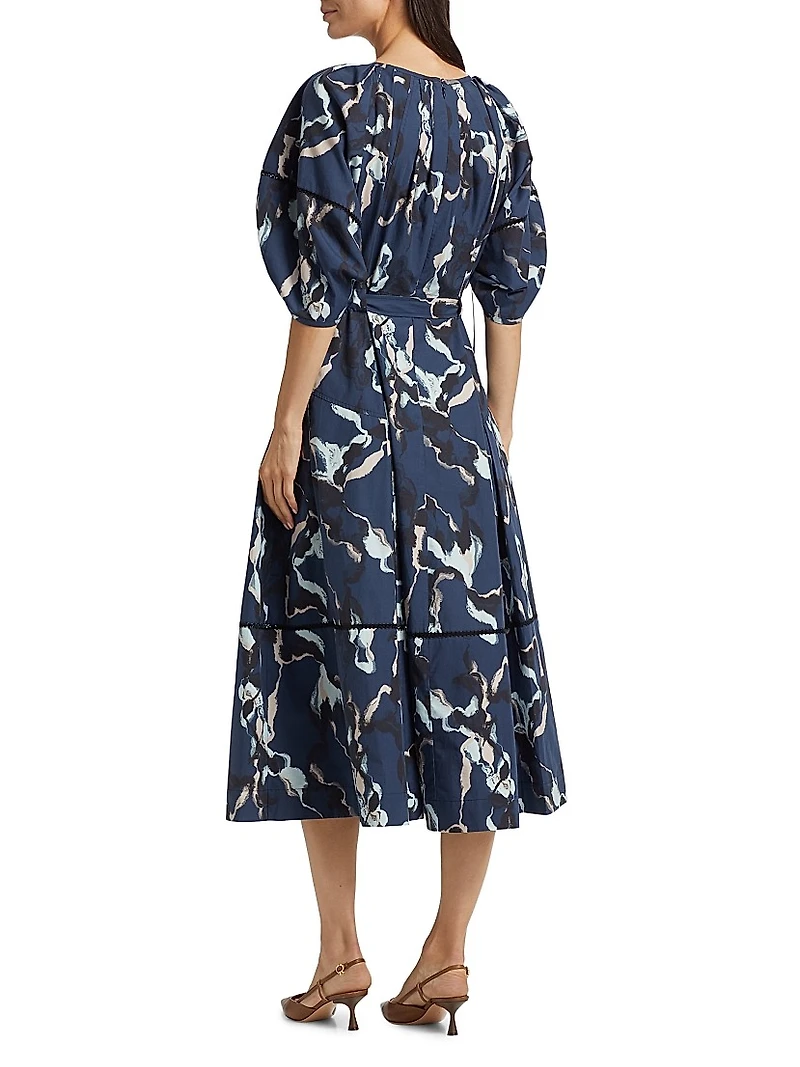 Abstract Vines Belted Dress