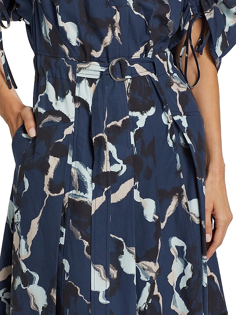 Abstract Vines Belted Dress