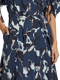 Abstract Vines Belted Dress