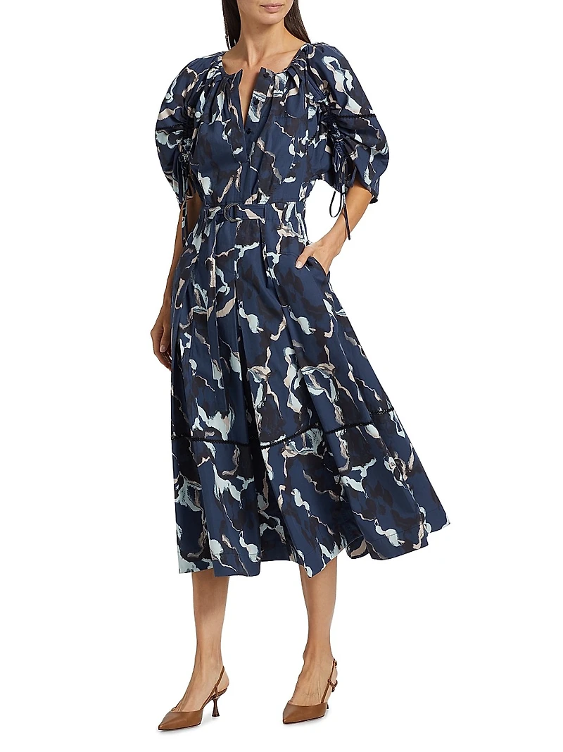 Abstract Vines Belted Dress