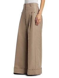 High-Rise Pleated Wide-Leg Pants