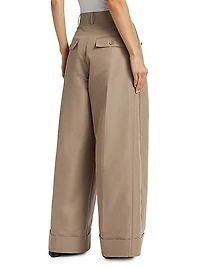 High-Rise Pleated Wide-Leg Pants