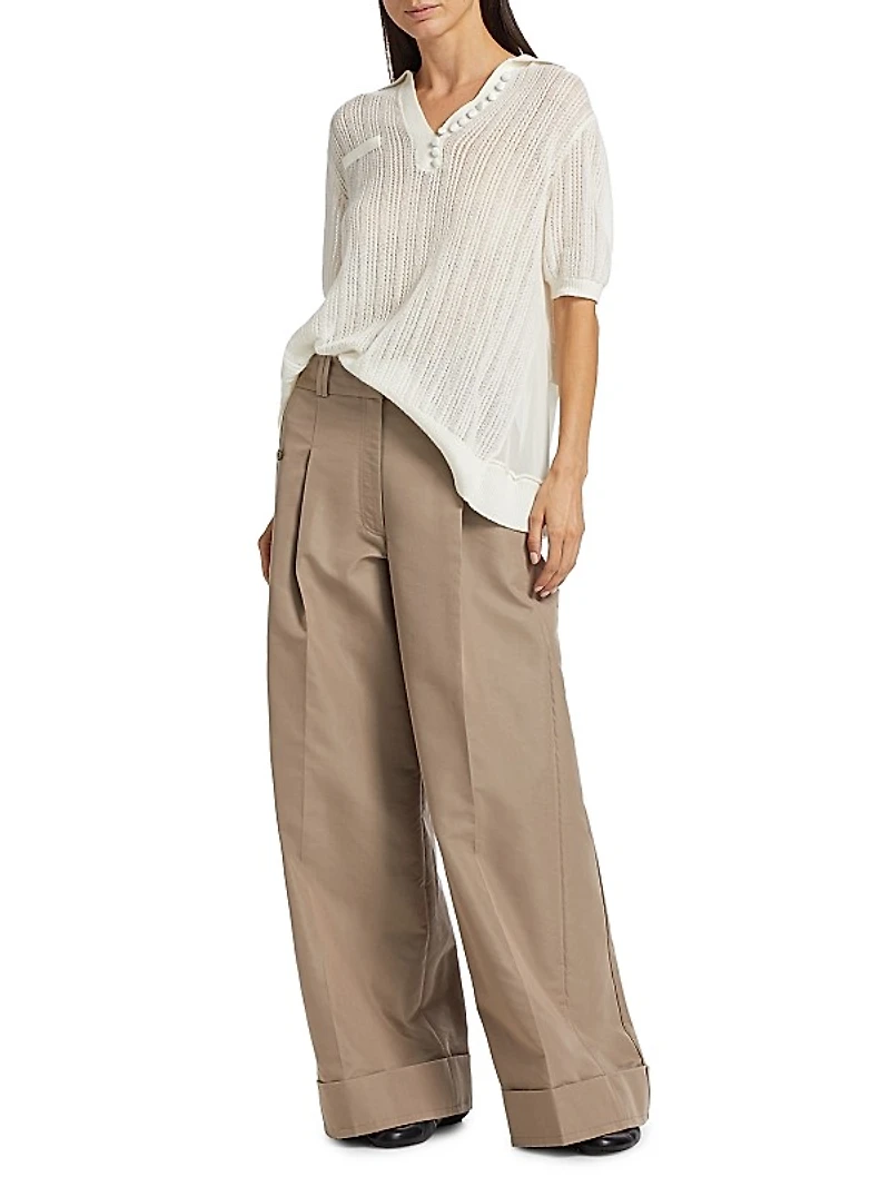 High-Rise Pleated Wide-Leg Pants