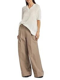 High-Rise Pleated Wide-Leg Pants