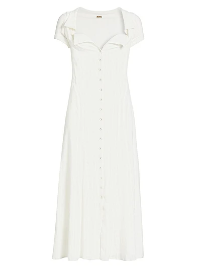 Jeanie Cotton Button-Front Midi Dress