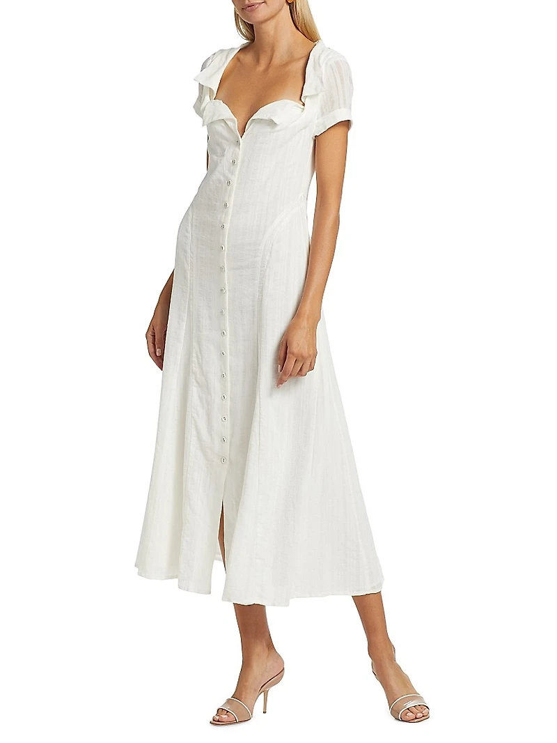 Jeanie Cotton Button-Front Midi Dress