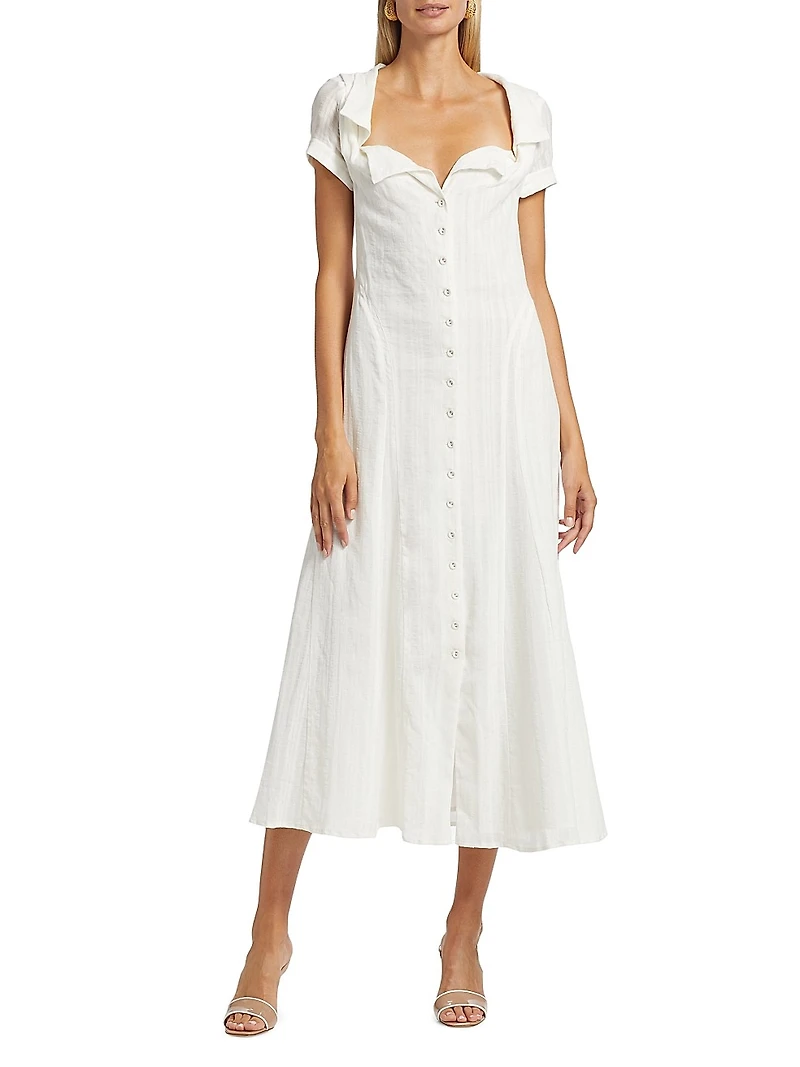 Jeanie Cotton Button-Front Midi Dress