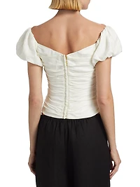 Helene Gathered Linen-Blend Top
