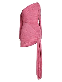 Wonder Pleated One-Shoulder Minidress