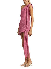 Wonder Pleated One-Shoulder Minidress
