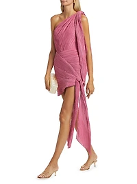 Wonder Pleated One-Shoulder Minidress