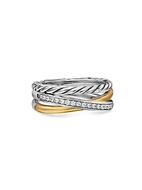 Crossover Three Row Ring Sterling Silver