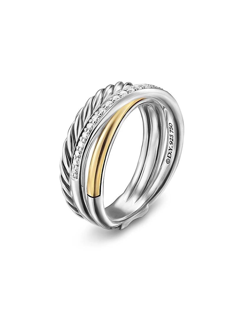 Crossover Three Row Ring Sterling Silver
